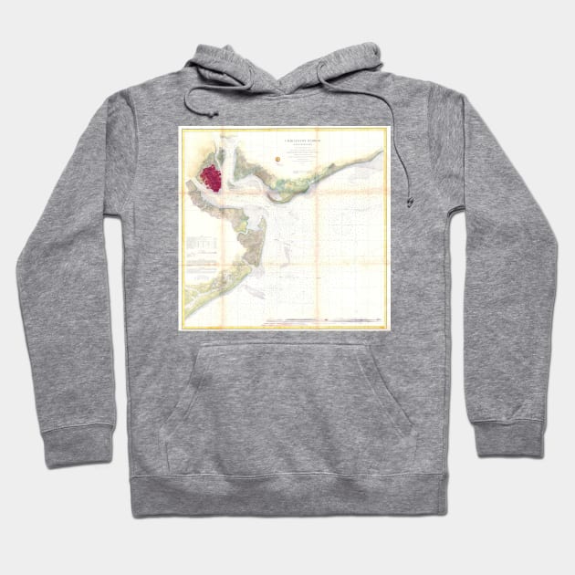 Vintage Map of Charleston Harbor SC (1866) Hoodie by Bravuramedia